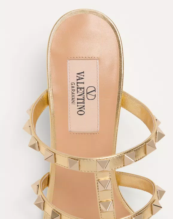 Valentino Rockstud Slide Sandal In Laminated Nappa 60Mm - Image 7